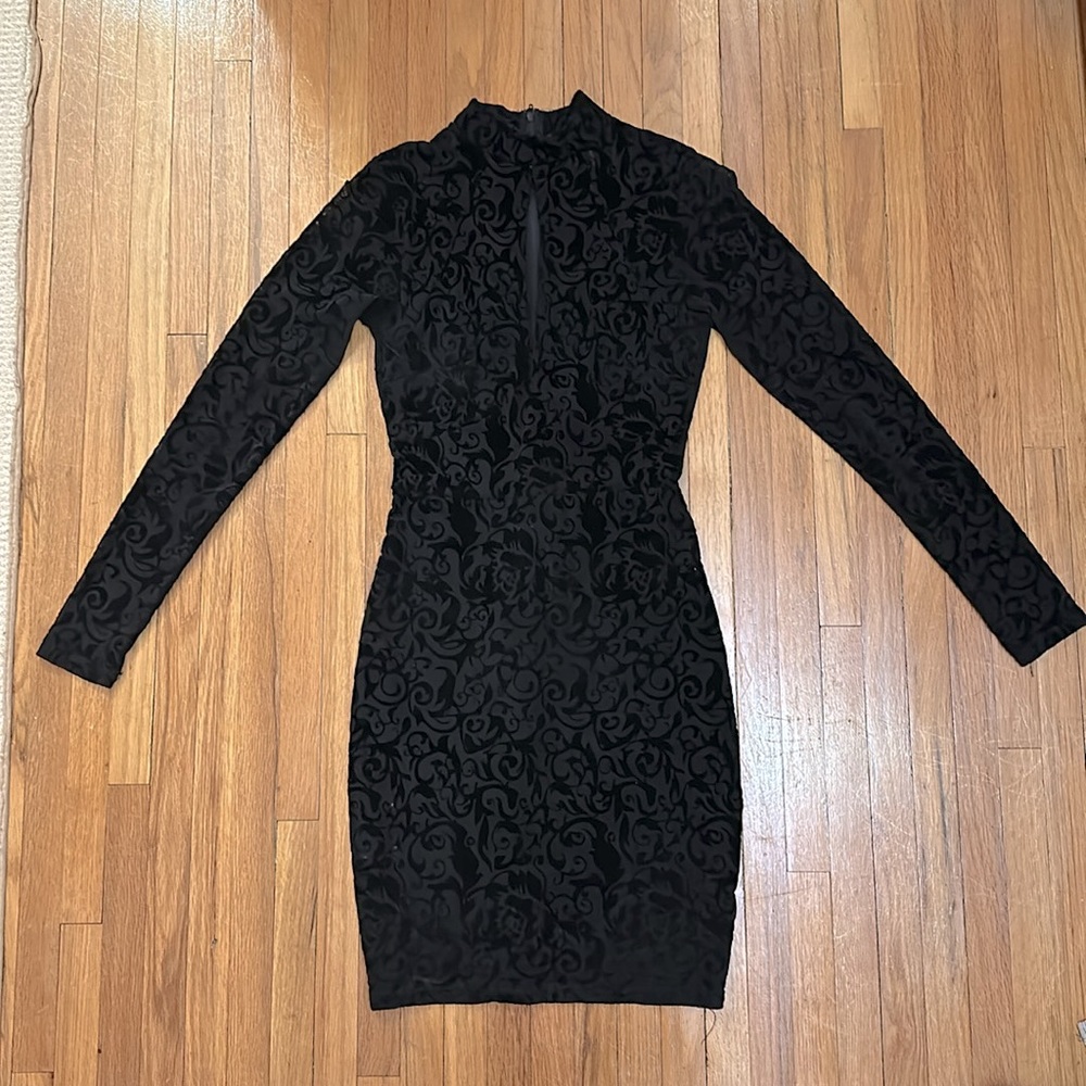 Windsor Black Sheer Patterned Mini Dress